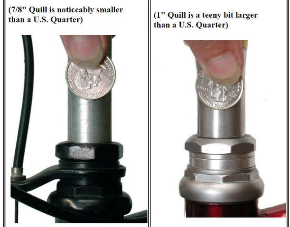 Menture pour Quill Stems (option 7/8"et 1"pour les cruisers ou vélos plus anciens)